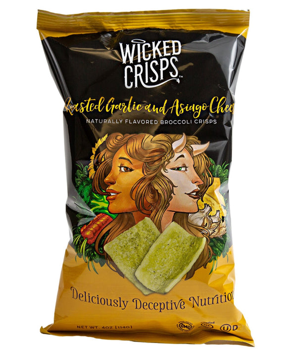 Wicked Crisps Roasted Garlic and Asiago Cheese Broccoli Crisps 4 oz