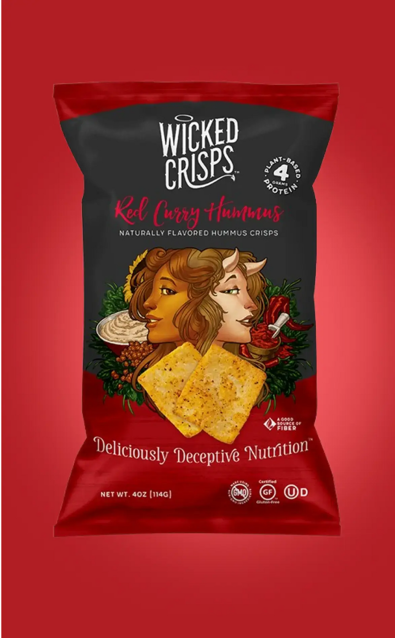 Wicked Crisps- Deliciously Deceptive Nutrition- Red Curry Hummus, Naturally Flavored Hummus Crisps 4OZ. (4 PACK) $19.96