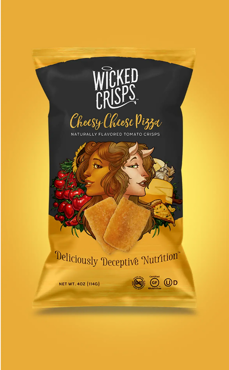 Wicked Crisps- Deliciously Deceptive Nutrition-  Cheesy Cheese Pizza, Naturally Flavored Tomato Crisps 4 OZ. (4 PACK) $19.96