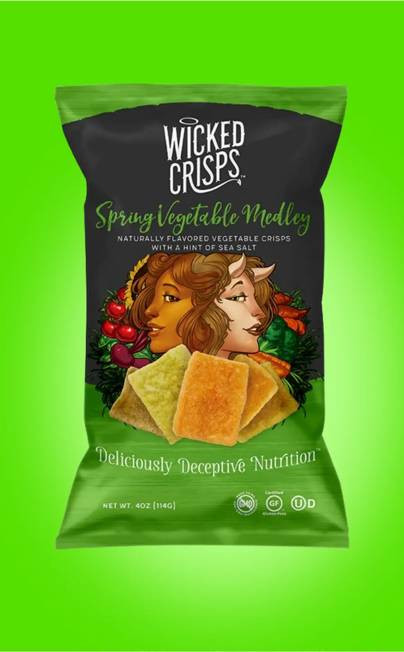 Wicked Crisps-Deliciously Deceptive Nutrition- Spring Vegetable Medley, Naturally Flavored Vegetable Crisps With a Hint of Sea Salt 4 Oz - (4 PACK) $19.96