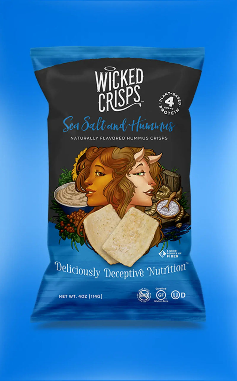 Wicked Crisps- Deliciously Deceptive Nutrition- Sea Salt and Hummus, Naturally Flavored Hummus Crisps 4 OZ- (4 PACK) $19.96