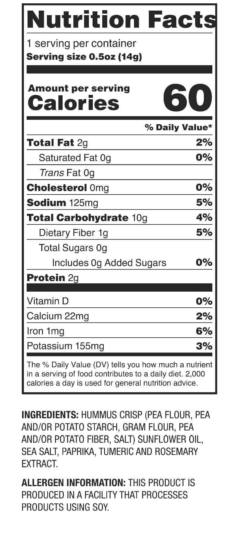Sea Salt and Hummus Family Pack .5oz - 24ct. nutrition image